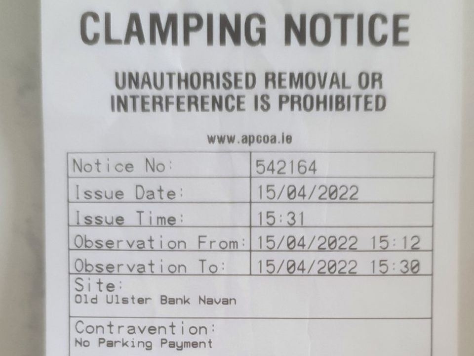 The clamping notice