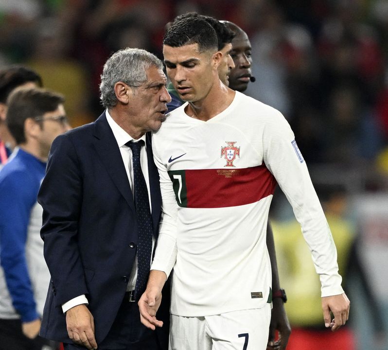 Ronaldo with  Portugal's coach Fernando Santo