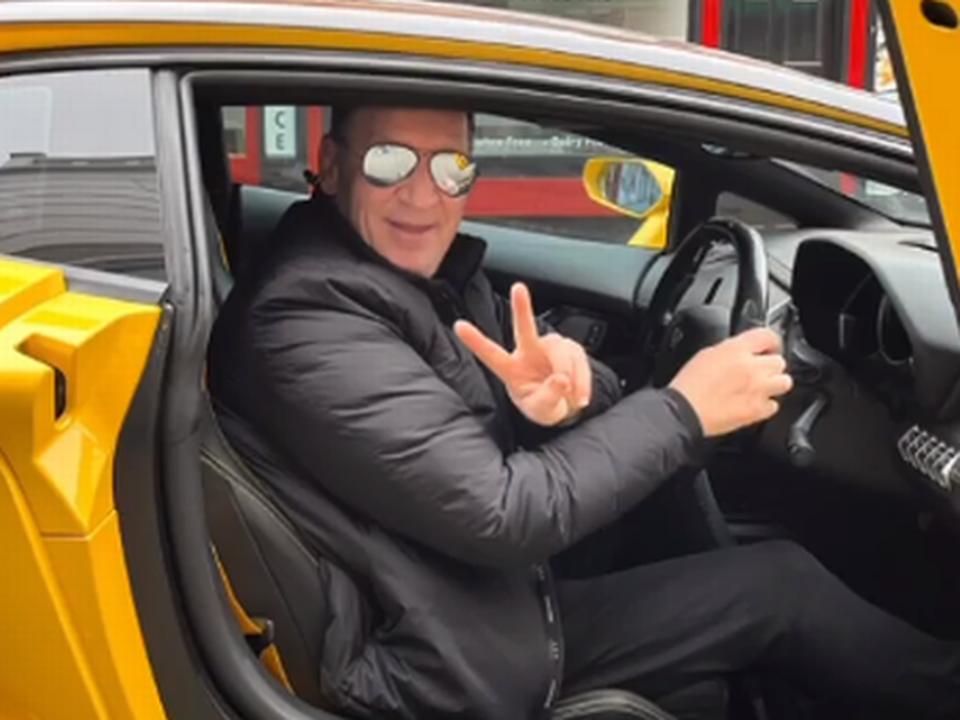 Super-stylin': Tony in the Lamborghini