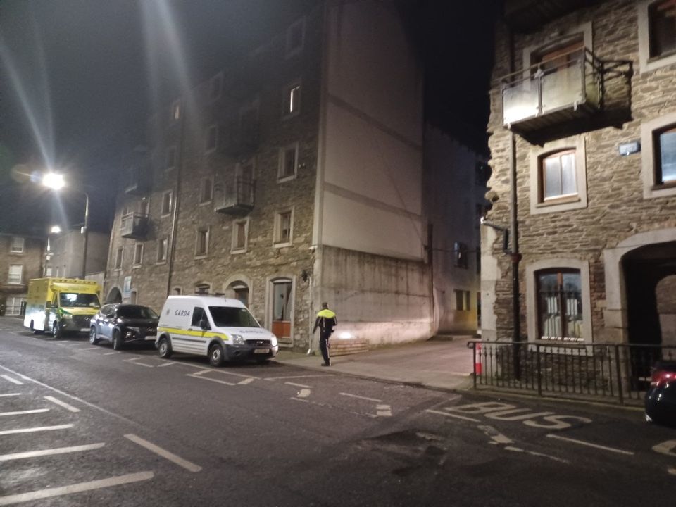 Gardaí at the scene of an alleged stabbing in New Ross Thursday night.