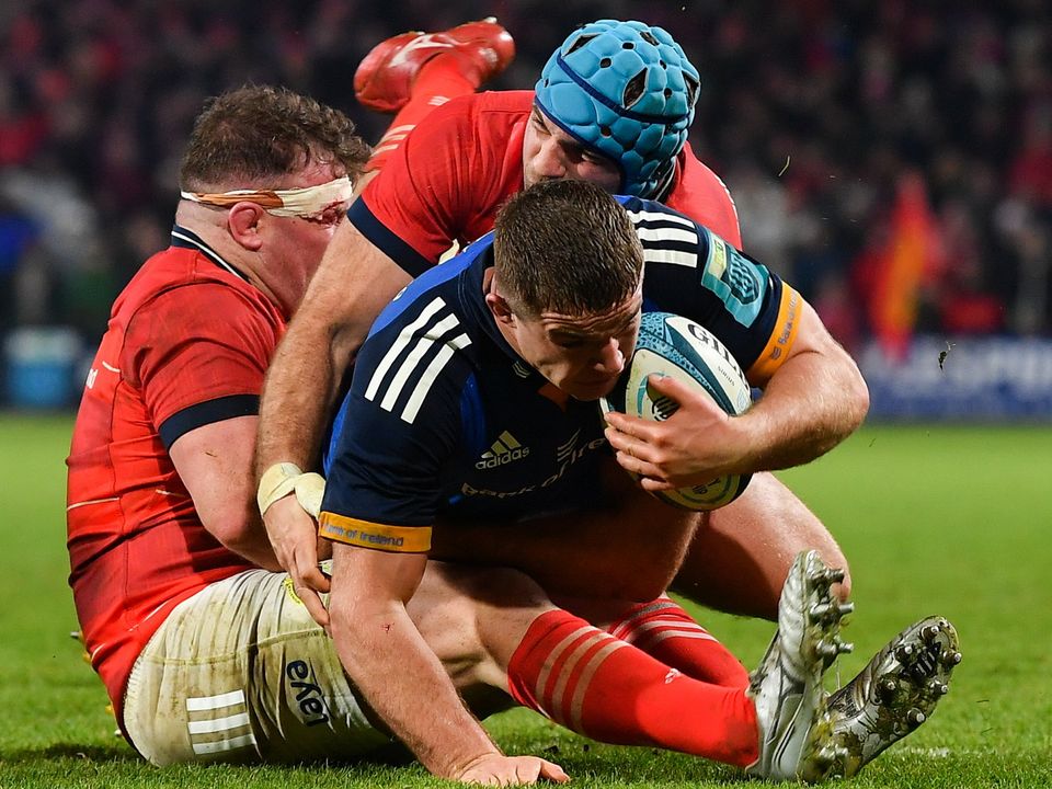 Scott Penny of Leinster scores a try. Photo: Sportsfile