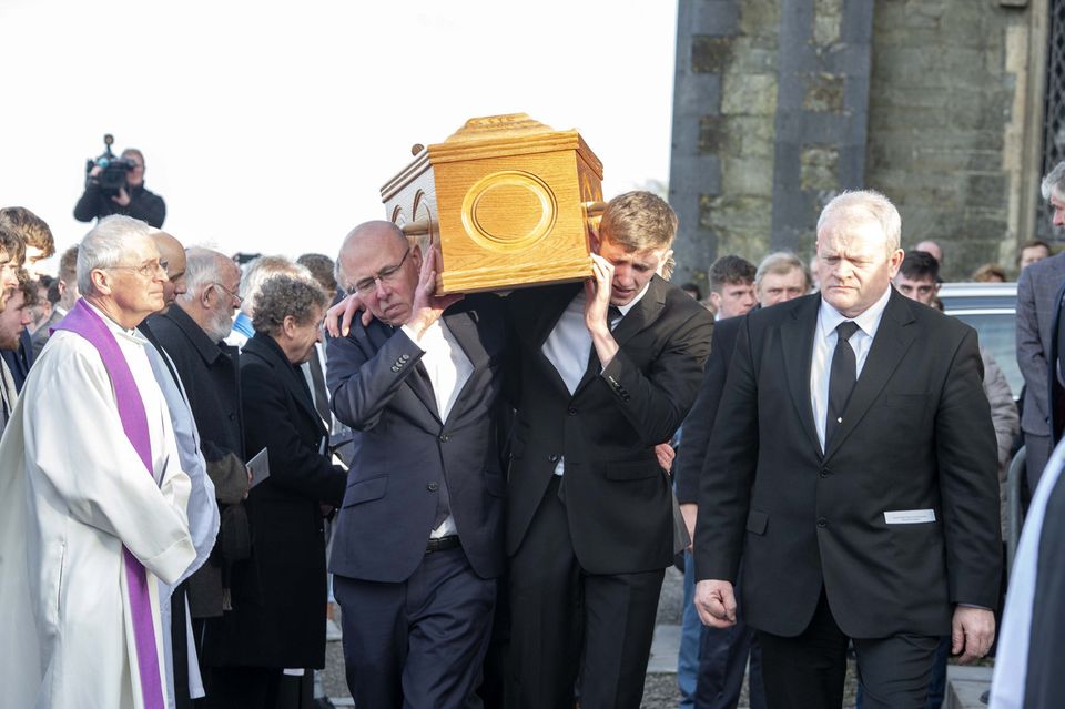 Farewell: The remains of Cameron Blair are carried from St Mary’s Church, Bandon. Photo: Michael Mac Sweeney/Provision