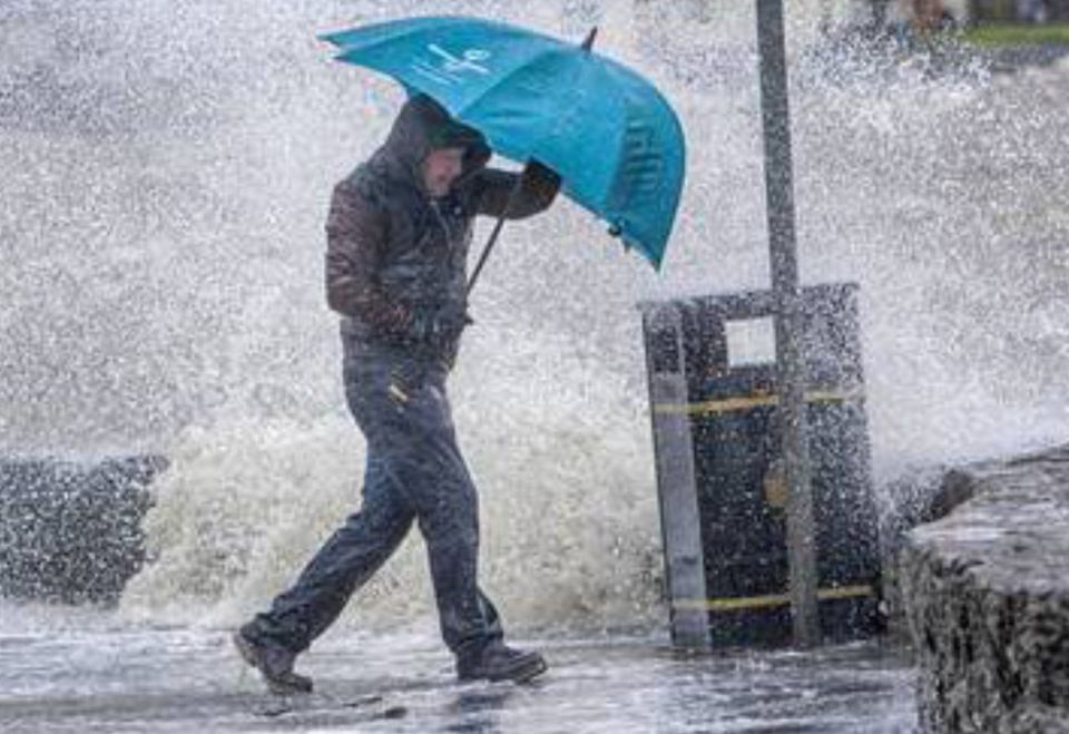Wet and windy weather warning.