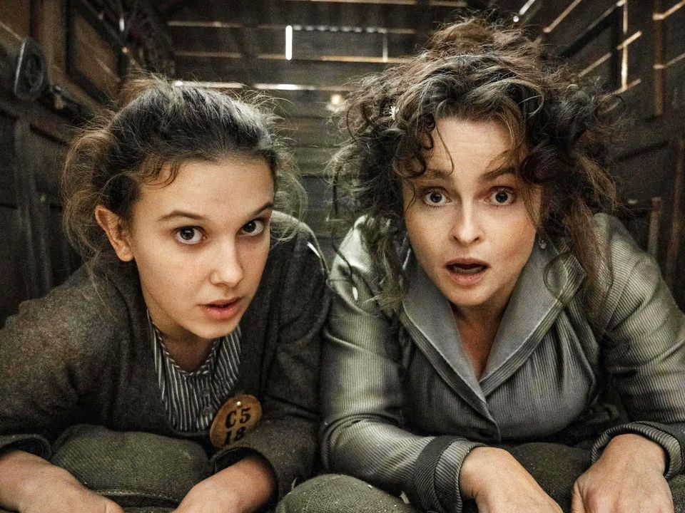 The young star with Helena Bonham Carter in Enola Holmes 2