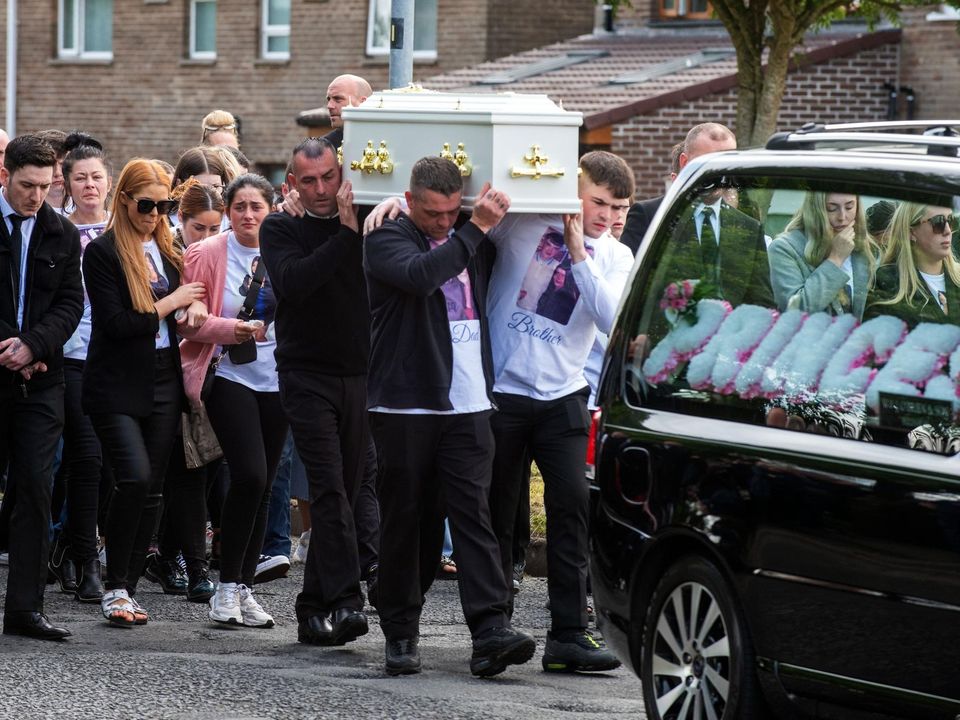 The funeral Rebecca Browne from Derry who died when she was struck by Garda car in Buncrana last Sunday.  Picture Martin McKeown.