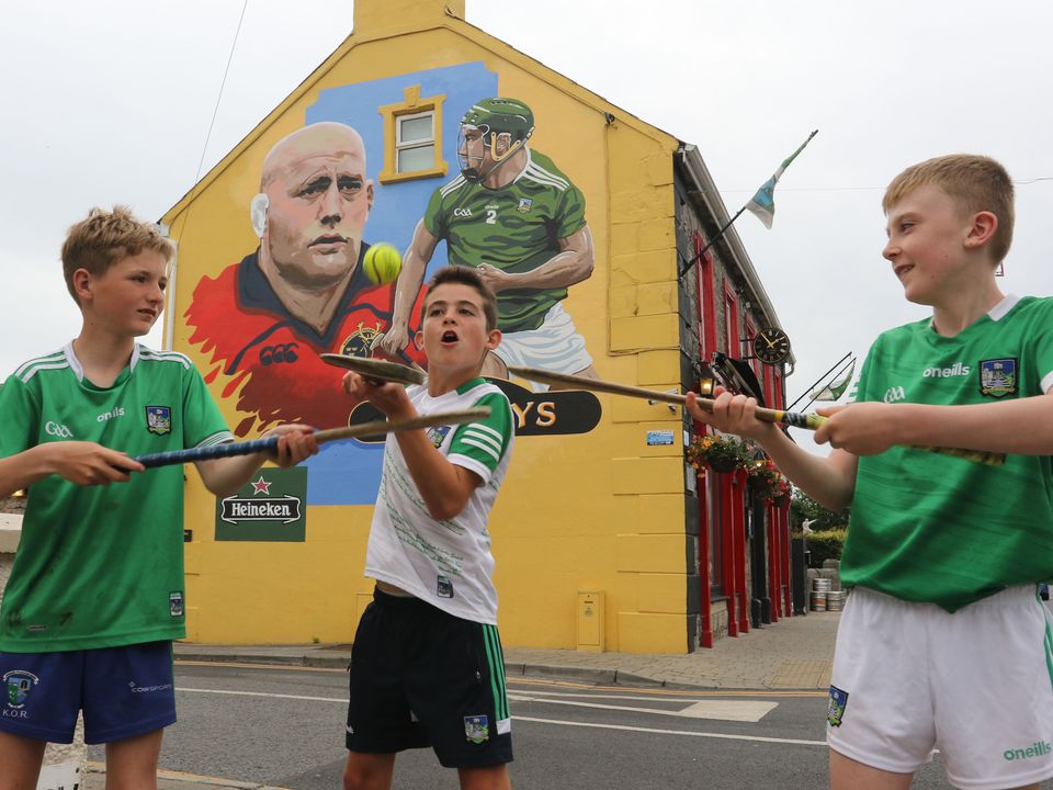 Brendan O’Regan and Luke O’Leary, playing Hurling in Bruff ahead of the big game