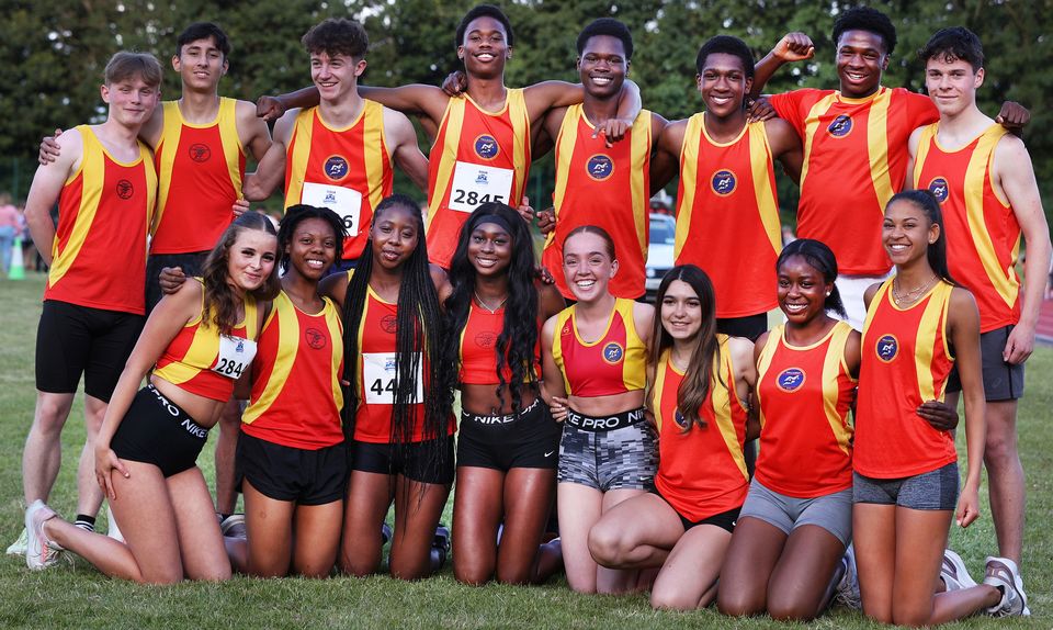 Abdullahi Adeleke and with his team-mates at Tallaght Athletics Club