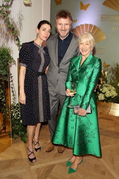 Mary McCartney, Liam Neeson and Dame Helen Mirren attend the Reinvented and Reimagined Mandarin Oriental Hyde Park, London relaunch party in June 2019