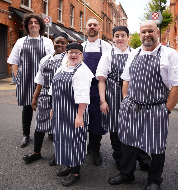 Top chef Dylan McGrath (centre) with his quintet of cooks, including Sephen Boylan (far right)