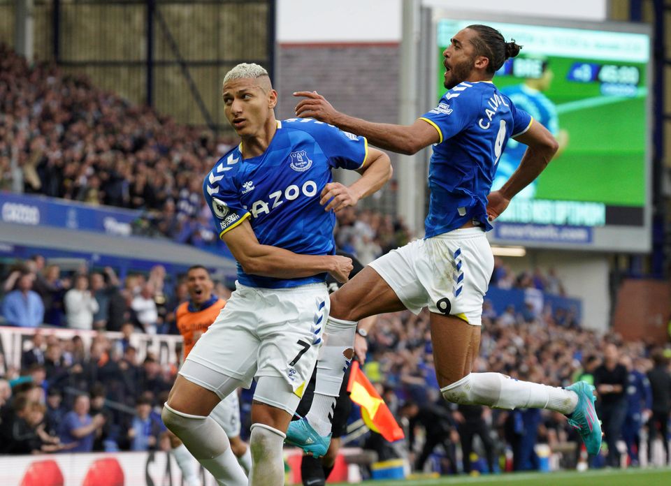 Dominic Calvert-Lewin, right, scored the goal which secured Premier League survival for Everton (Peter Byrne/PA)