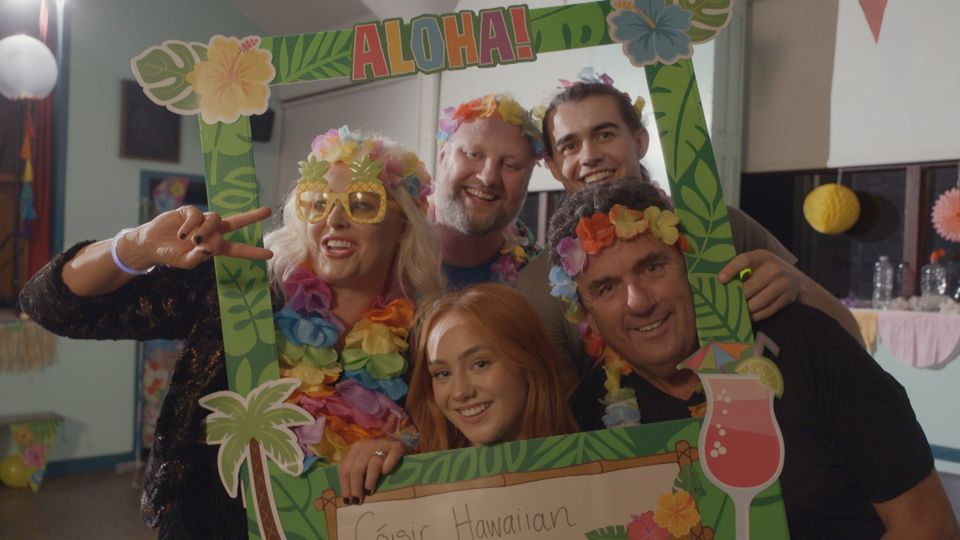 Amanda Brunker having fun with roommate Lauren, comedian Fred Cooke, Mayo footballer Oisín Mullen and sports presenter Des Cahill