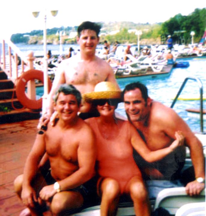 Peter Mitchell with John Gilligan and Brian Meehan on holiday in St Lucia in 1996