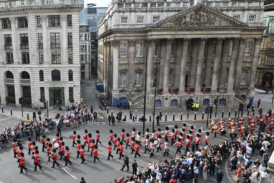 The Band of the Honourable Artillery Company process to the Royal Exchange in the City of London, prior to the second Proclamation in the, where King Charles III is formally proclaimed monarch. Charles automatically became King on the death of his mother, but the Accession Council, attended by Privy Councillors, confirms his role. Picture date: Saturday September 10, 2022.
