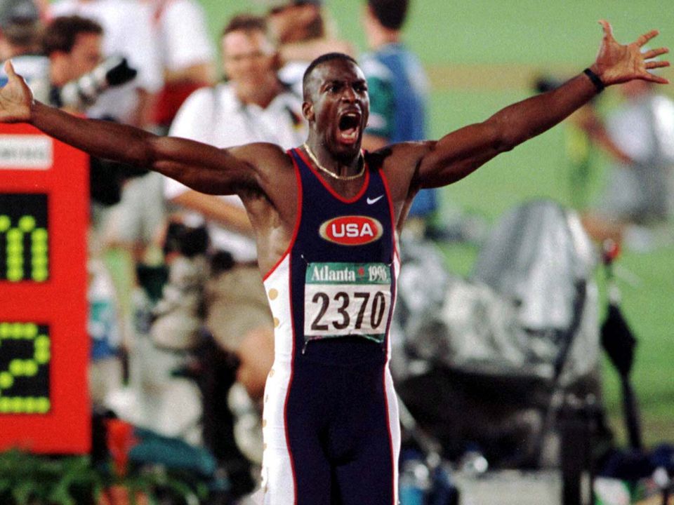 Johnson broke the world 200m record in the final in Atlanta