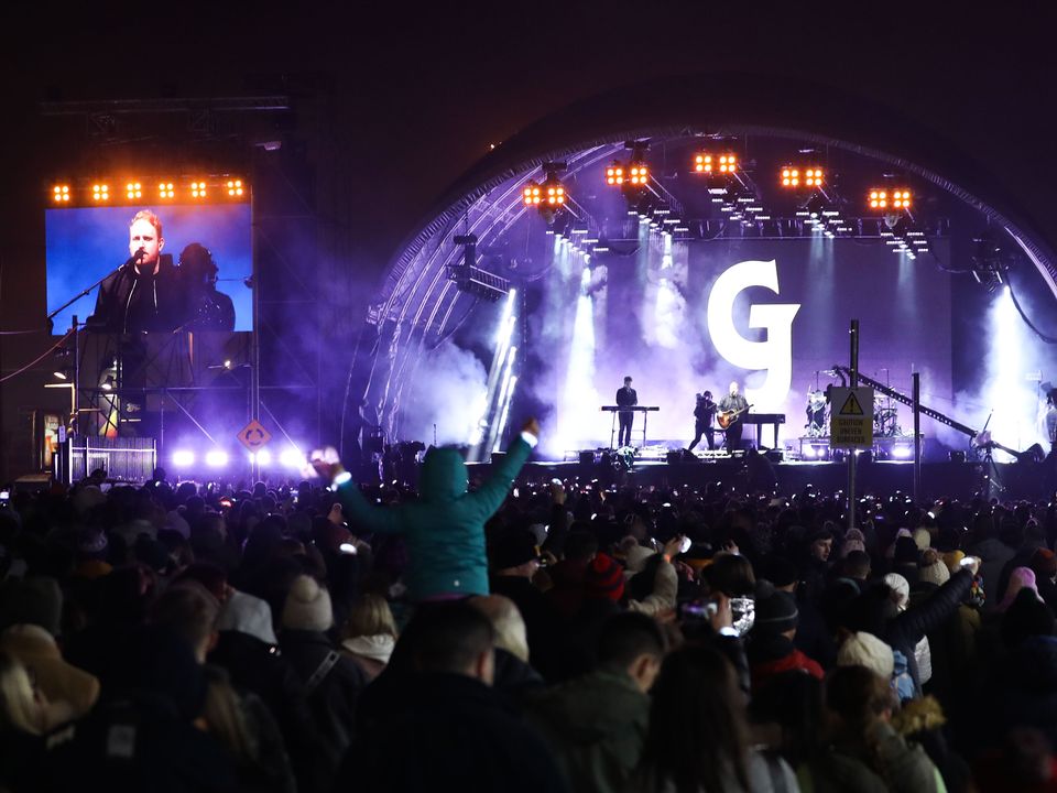 Gavin James and the audience pictured ringing in 2023 with New Year’s Festival Dublin, Ireland’s biggest New Year Celebration. Photograph: Sasko Lazarov / Photocall Ireland