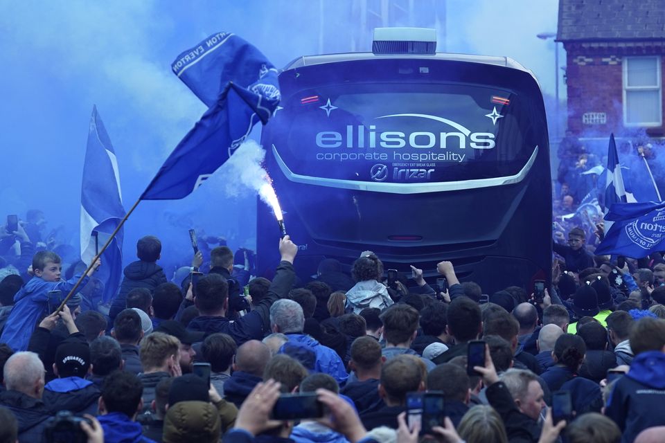 The atmosphere inside and outside Goodison Park was raucous (Jon Super/PA)