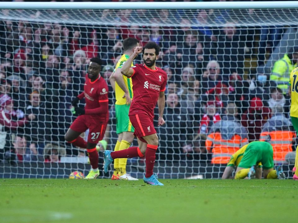 Mohamed Salah scored his 150th Liverpool goal in the comeback win over Norwich (Peter Byrne/PA)