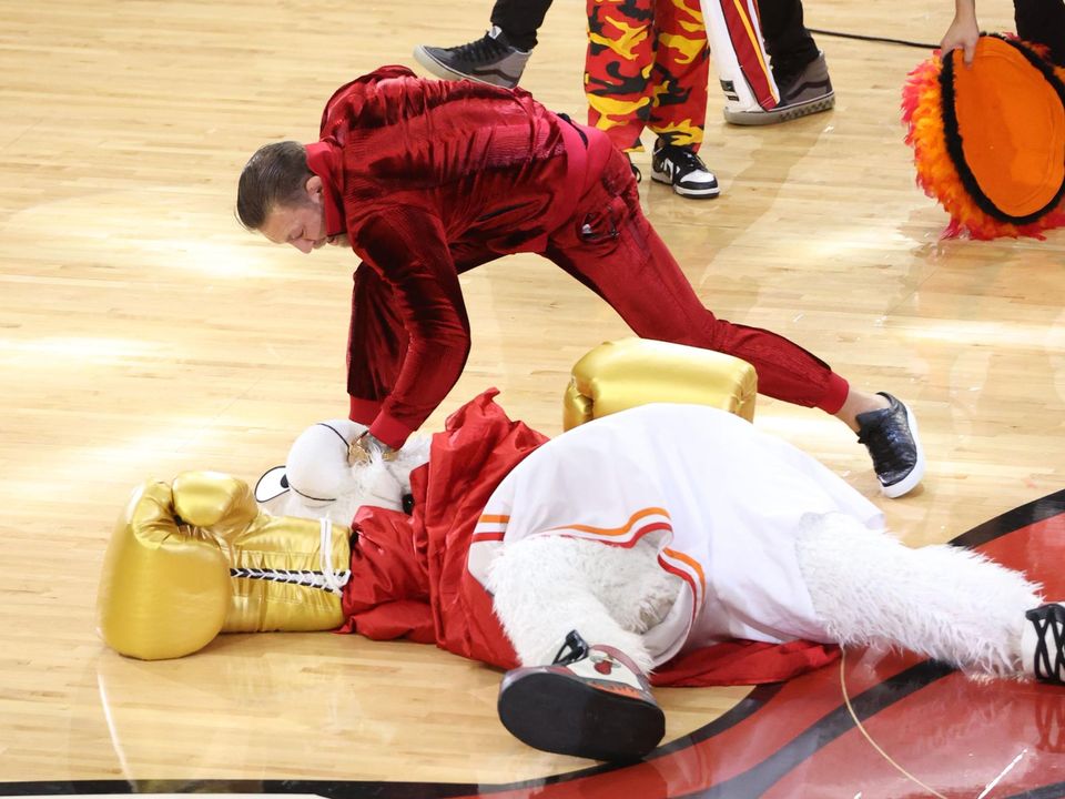 Security Guard Is About To Get Into A Fight With The Team Mascot