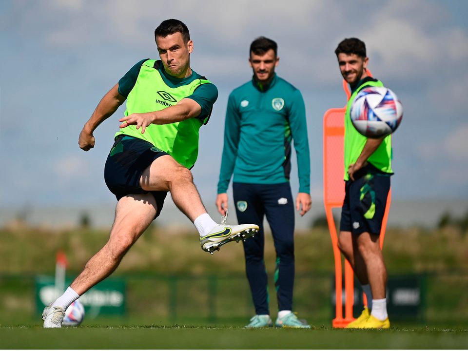 Séamus Coleman during a Republic of Ireland training session at the FAI National Training Centre in Abbotstown, Dublin. Photo: Stephen McCarthy/Sportsfile