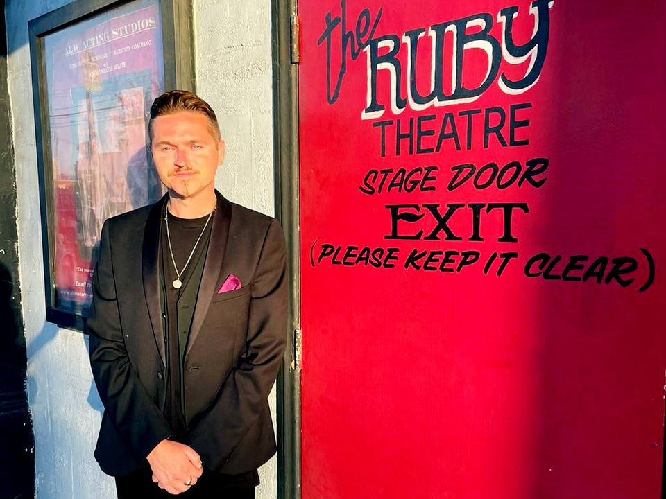 Playwright David Gilna outside the Ruby theatre in Washington DC