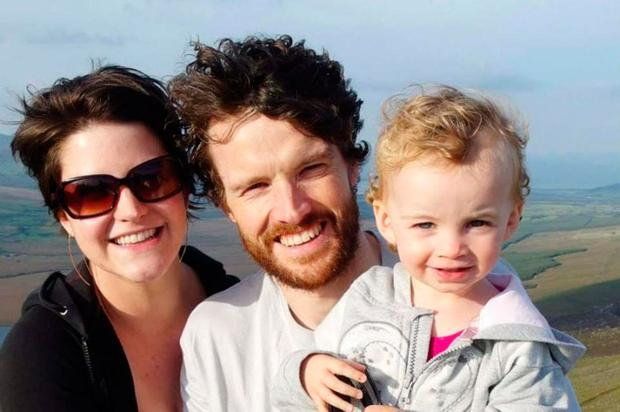 Amy Dutil-Wall with her partner Vincent Wall, and daughter Estlin, who lost her life in the tragic crash