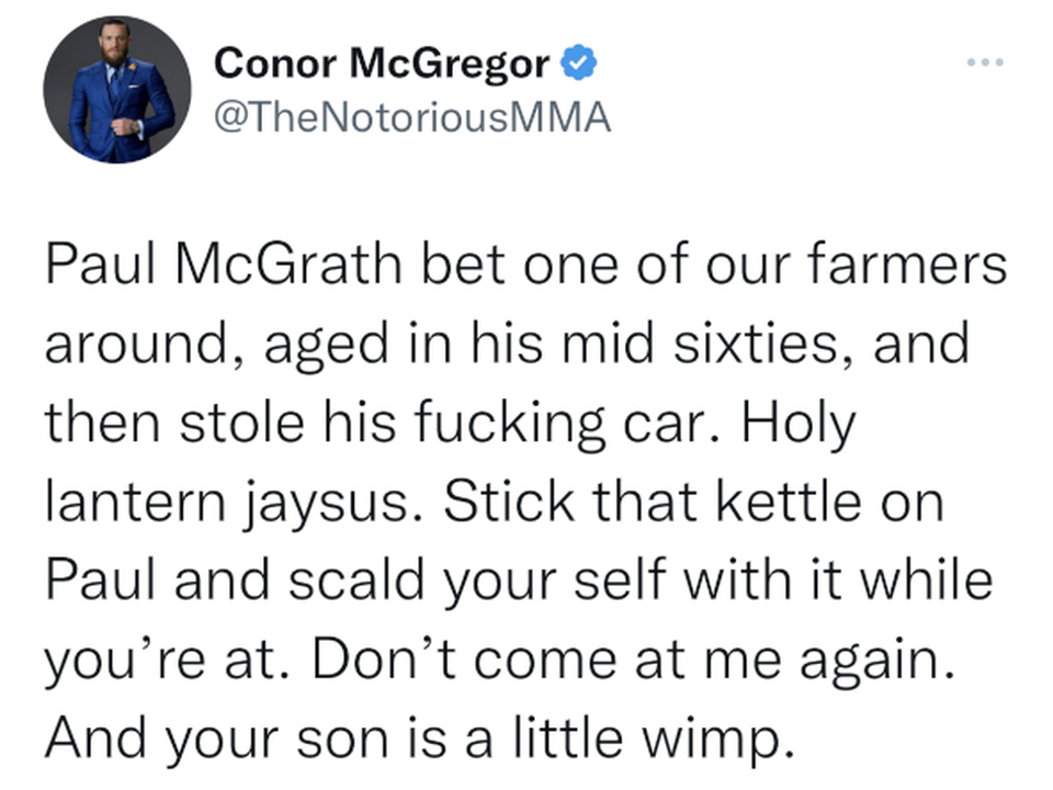 McGregor tweeted abuse at McGrath (above)