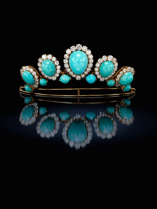 Van Cleef and Arpels Turquoise and diamond tiara (Sotheby’s/PA)