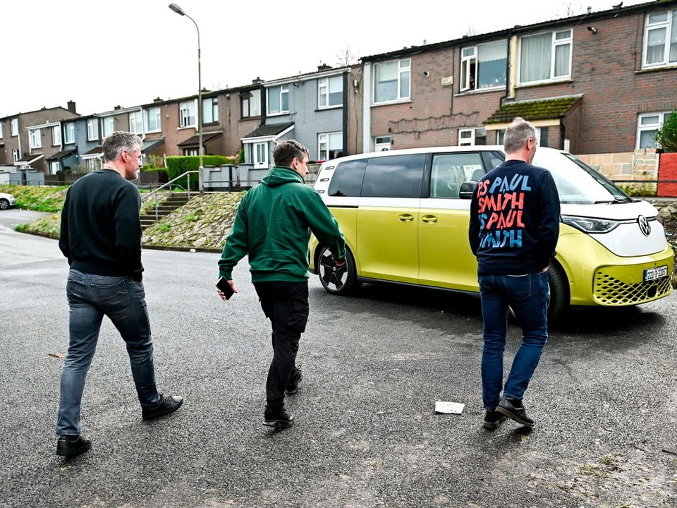 On location for the filming of 'Gary Neville’s The Overlap on Tour' in Mayfield, Cork, were footballing legends Jamie Carragher, Gary Neville and Roy Keane
