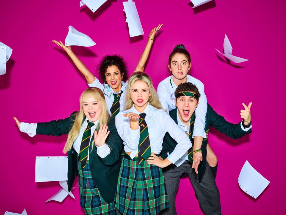 O’Donnell with the cast of Derry Girls