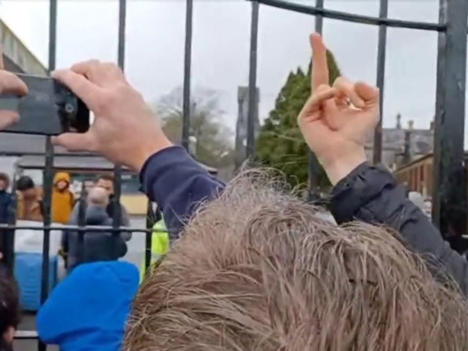 Protestor’s gesture