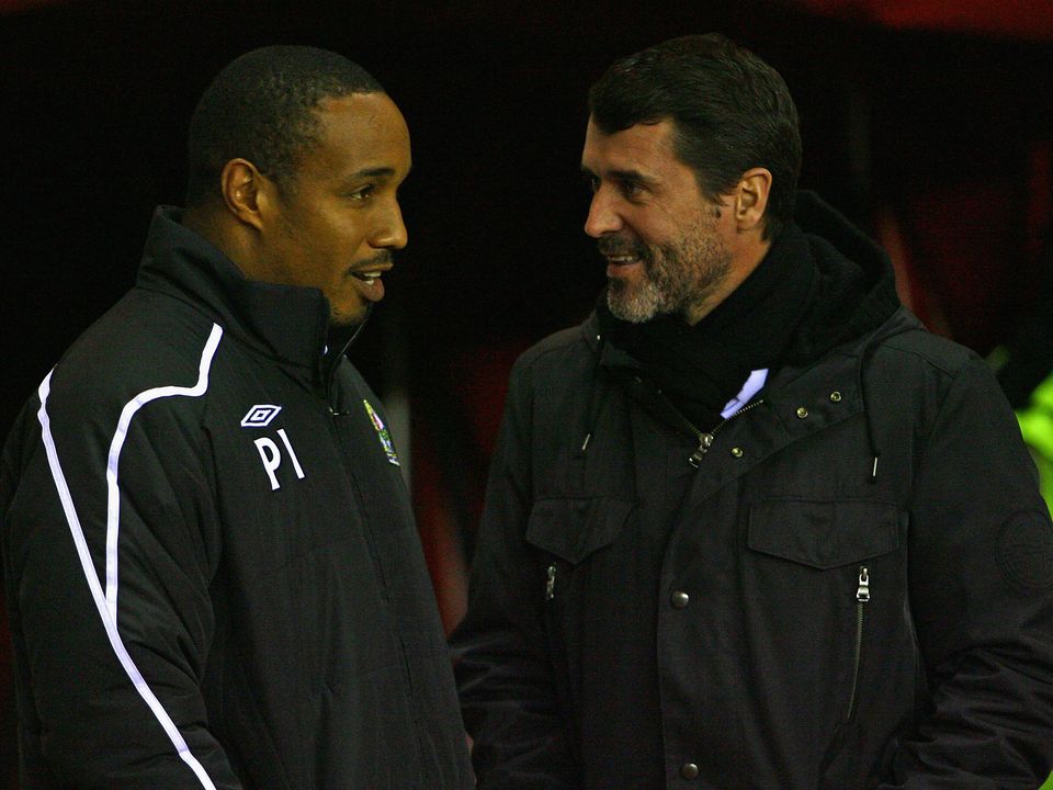Paul Ince with former United team-mate Roy Keane