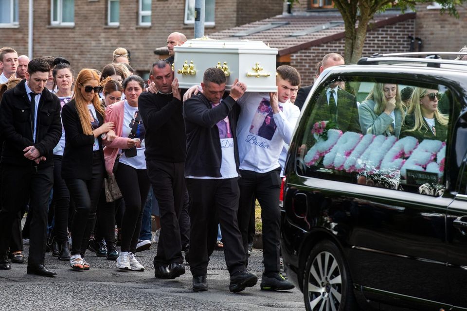 The funeral Rebecca Browne from Derry who died when she was struck by Garda car in Buncrana last Sunday.  Picture Martin McKeown.