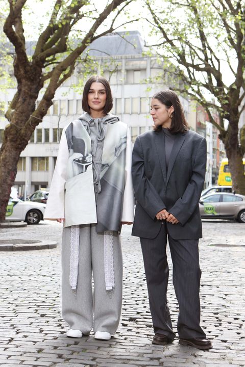 Pictured (right) is Molly Walters (23) from Dublin, who was chosen to receive the €3,500 bursary and three month paid internship at River Island’s London based head office design studio. Photograph: Leon Farrell / Photocall Ireland