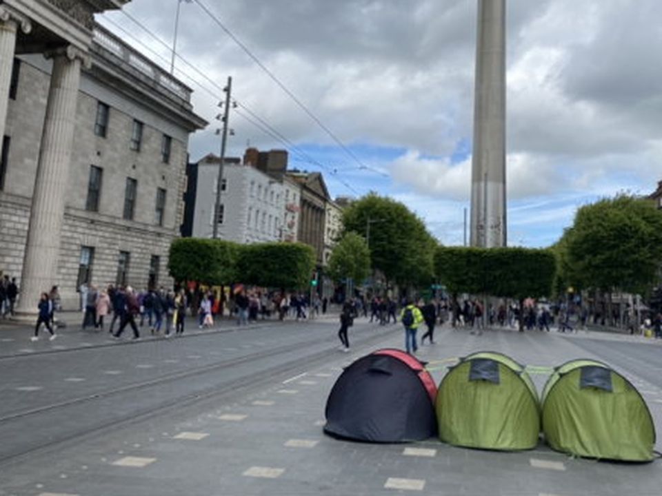 Tents on Dublin's O'Connell Street