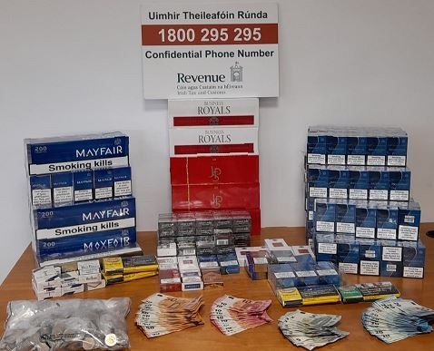 Cigarettes, tobacco and cash were seized during a raid in Mayo.