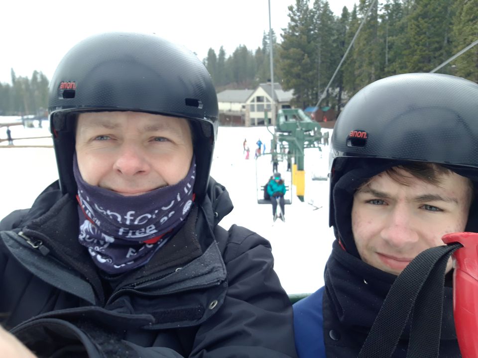 Steve Moore and son Rory at Dodge Ridge Ski Resort