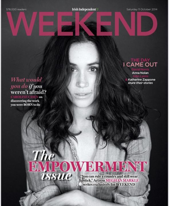 Meghan Markle on the cover of the Irish Independent 'Weekend' magazine during the One Young World conference in 2014