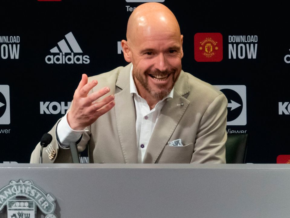Newly appointed Manchester United manager Erik ten Hag during a press conference at Old Trafford this week