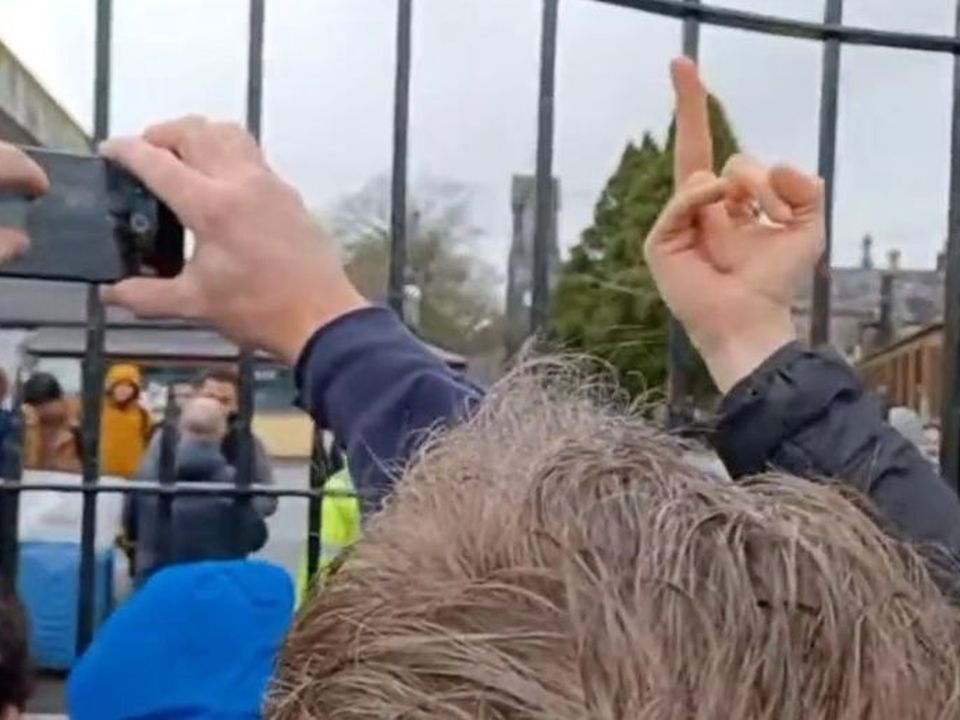 protestor's gesture