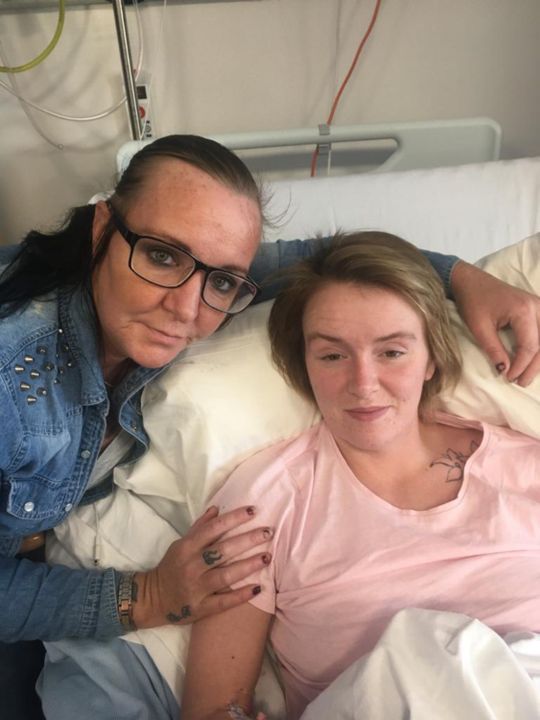 Tracey with Stephanie in hospital