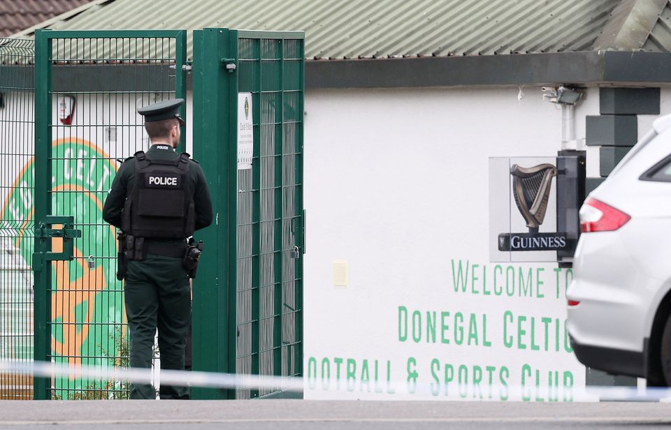 The scene on Suffolk Road in west Belfast where a man has been shot dead in the Donegal Celtic social club. Jonathan Porter/PressEye