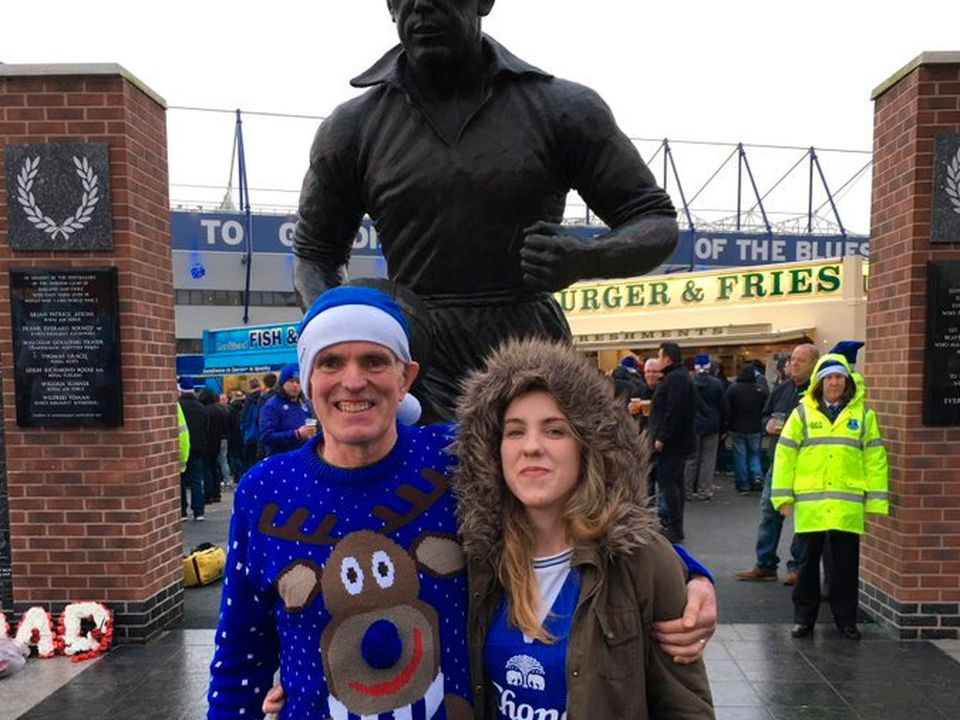Natalie McNally and her dad Noel enjoying a game at Goodison Park.