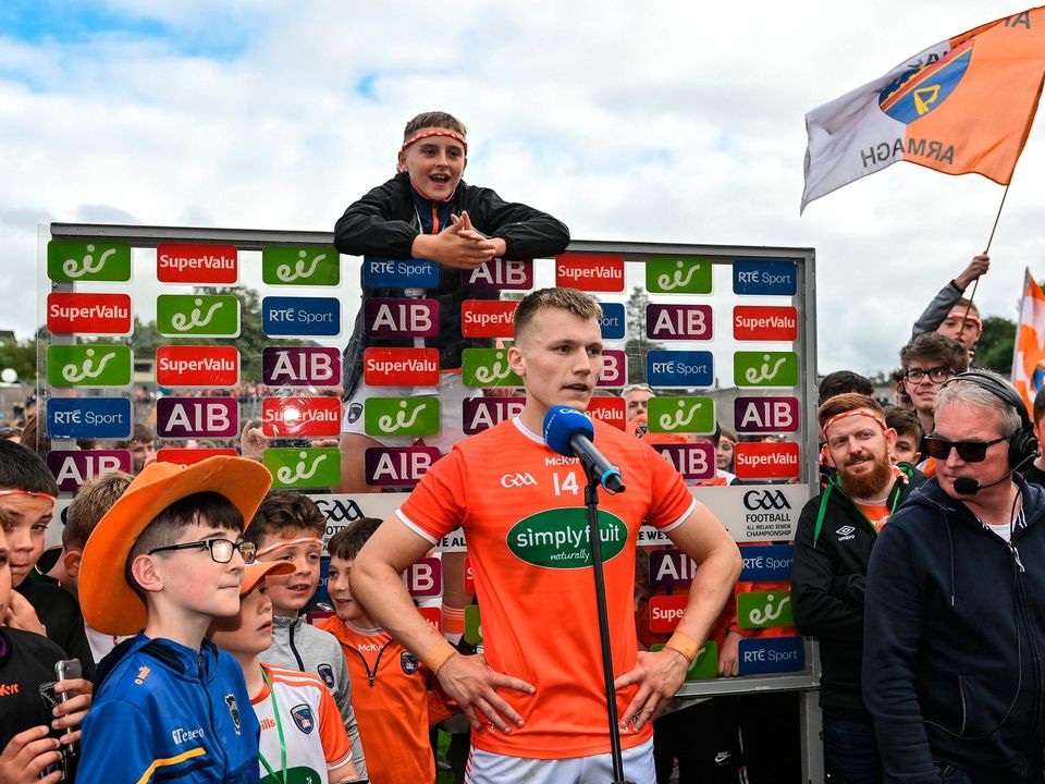 Armagh's Rian O'Neill, Armagh fans are expected to travel to their All-Ireland SFC quarter-final in massive numbers. Photo: Seb Daly/Sportsfile