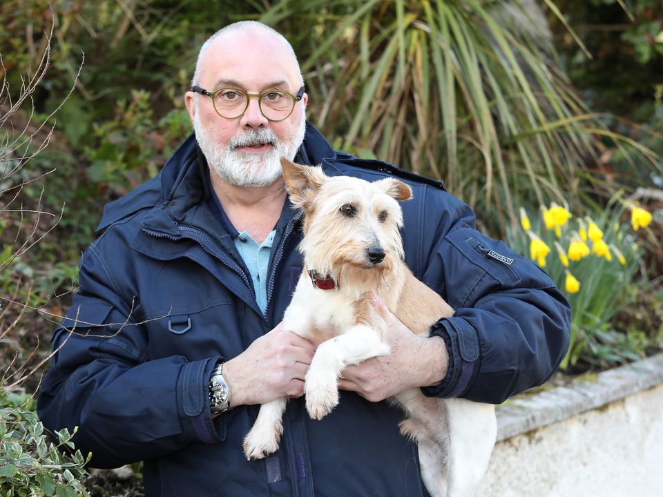 Davie McElhinney, pictured with his dog Archie, was diagnosed with dementia at 54