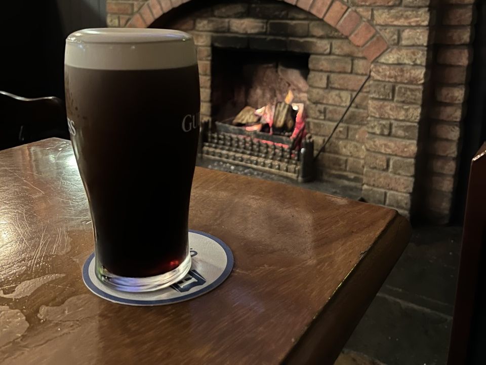 The pints of stout are expensive at €5 in Dowlings' of Prosperous