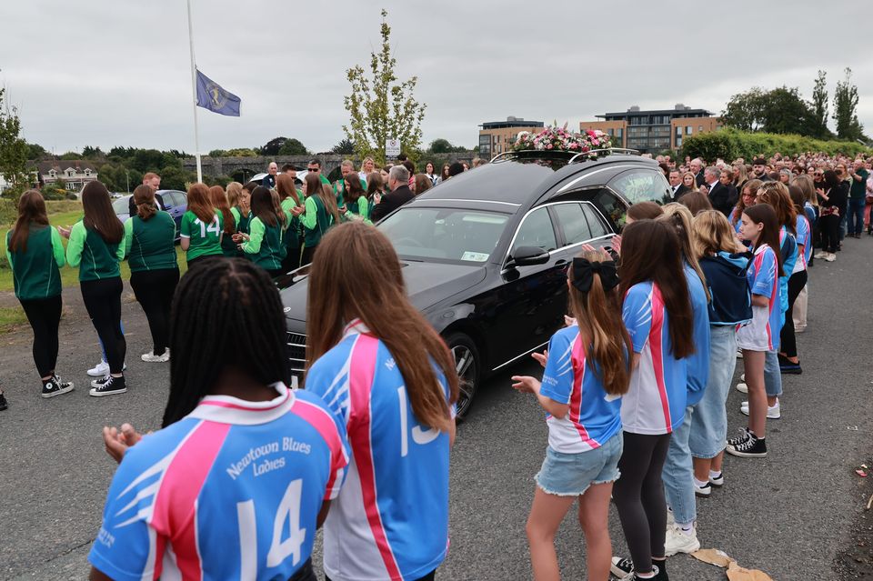 The funeral cortege for 13-year-old Zara Murphy stopped by The Glen playing area (Liam McBurney/PA)