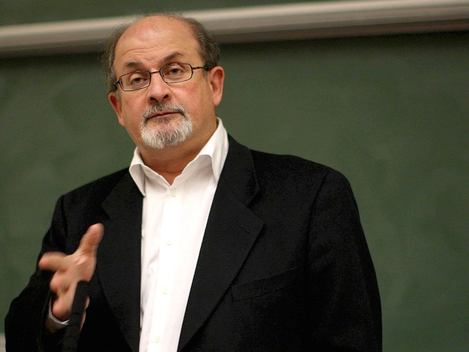 Salman Rushdie receives the James Joyce Award from the UCD Literary and Historical Society in Newman Building in 2008