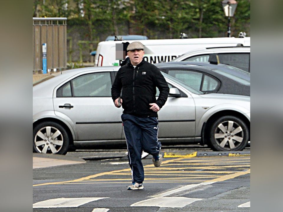 Kevin ‘Flatcap’ Murray running away from the Regency Hotel in 2016