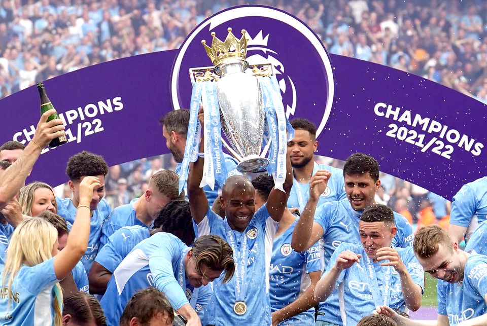 City got their hands on the trophy after coming from 2-0 down to beat Aston Villa 3-2 (Martin Rickett/PA)