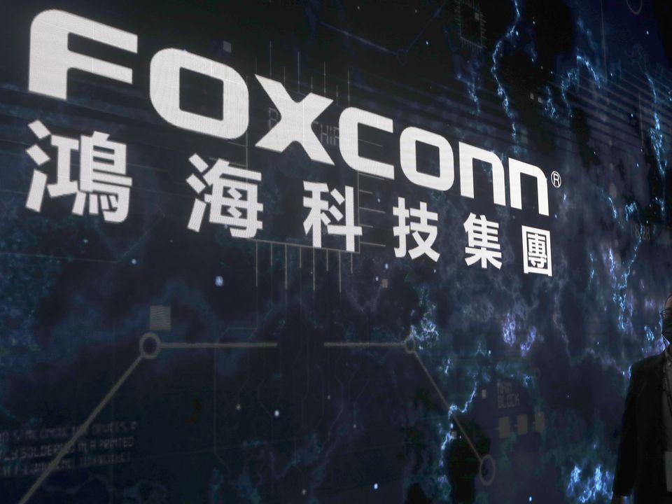 The Foxconn logo. (AP Photo/Chiang Ying-ying, File)